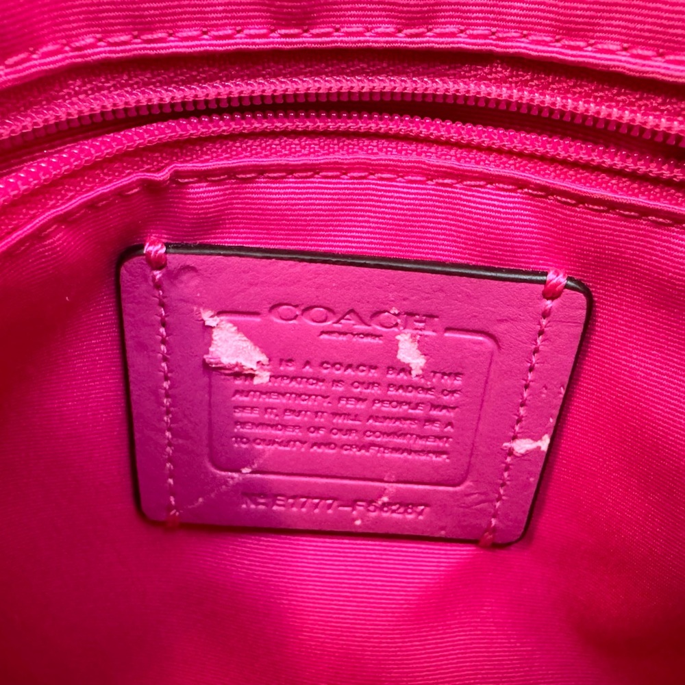 Coach Brown Signature Satchel with Hot Pink Trim & Coach wristlet - Picture 11 of 16